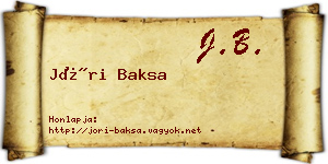 Jóri Baksa névjegykártya